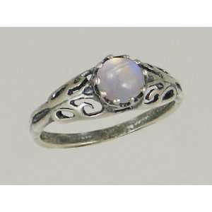   Filigree Ring Featuring a Lovely Rainbow Moonstone Gemstone Jewelry