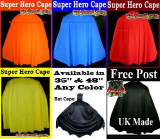 Super Hero Cape Any Color/Size Childs Adult Fancy Dress  