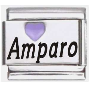  Amparo Purple Heart Laser Name Italian Charm Link Jewelry