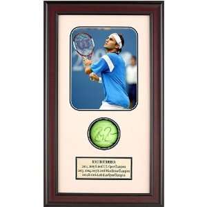 Roger Federer Shadowbox with Autographed Tennis Ball   Overhead Smash