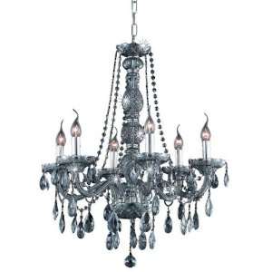   High 6 Light Chandelier, Silver Shade Finish with Silver Shade (Grey