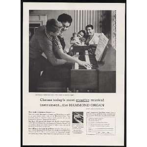  1960 Hammond Organ Creative Family Playing Print Ad (Music 