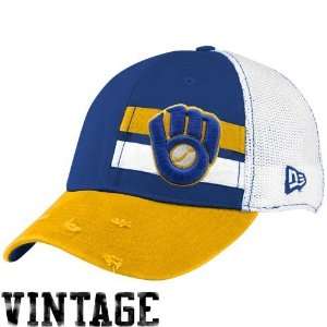  New Era Milwaukee Brewers White Double Stripe Vintage Flex 