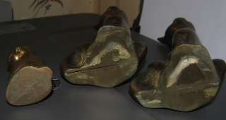 Set of 3 Vintage Brass Cat Statues. Figures. Unmarked. Feline  
