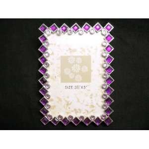 Pewter Picture Frame   Square Purple Jewels (set of 2 pcs.)  