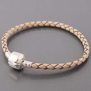  in Braided White Leather, Will Fit pandora/chamilia/troll type Beads