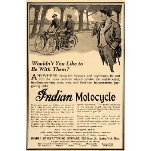   Ad Indian Motocycle Motorcycle Bike Hendee   Original Print Ad Home