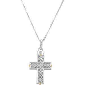  Sterling Silver and 14k Yellow Gold Plate Cross Ash Holder 
