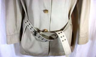 Akris Punto Sz 10 Jacket Khaki Cotton Belted Side Slits Classic Fab 