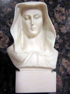 VIRGIN MARY MADONNA BUST White Cast Marble Made GREECE  