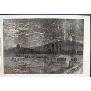  Ashton Court Bonfire Fireworks 1857 Antique Print