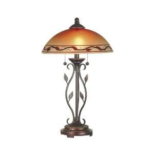   Leaf Table Lamp, Antique Golden Sand and Glass Shade