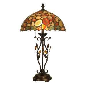   Table Lamp, Antique Golden Sand and Art Glass Shade: Home Improvement