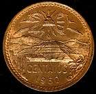 1960 Mexico 20 Centavos Bronze Red Brilliant Uncirculated