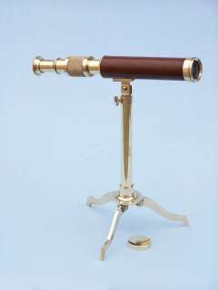 Solid Brass and Wood Telescope on Stand 12  