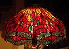   Reproduction Stained Glass Lamp Shade RED Dragonfly 22 Wide Vibrant