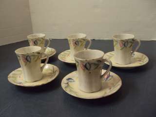 Vintage Handpainted Japan Demitasse Coffee Chocolate Set 5 Cups 
