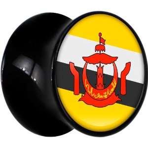  16mm Black Acrylic Brunei Flag Saddle Plug Jewelry