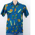 Hawaiian Aloha Shirt Hawaiiana BLUE LARGE  