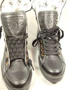 True Religion Vernon Black Leather Seqin Sneaker 9.5  