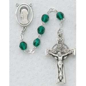  Green Glass Rosary  7mm