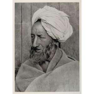  1928 Portrait Indian Muslim Man Turban Kashmir India 
