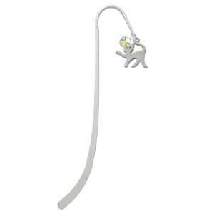 Silver Arching Back Cat Silver Plated Charm Bookmark with 