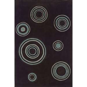  5 x 7 Area Rug Circles Pattern in Chocolate and Spa Blue 