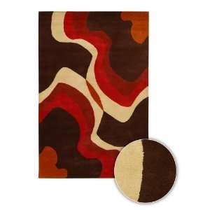 Chandra Rugs Daisa Contemporary Wool Area Rug 14 Red Chocolate Waves 2 