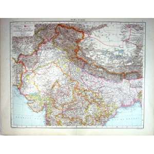  Antique Map C1893 India Bay Bengal Kathiawar Bombay Nepal 