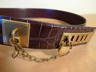 RALPH LAUREN COLLECTION Brown Alligator Leather Belt Brand New sz L $ 