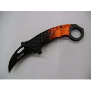   Trademark Black/orange Karambit Folding Pocket Knife