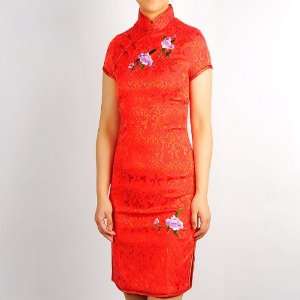  Wedding Floral Mini Dress Cheongsam Red Available Sizes 0 