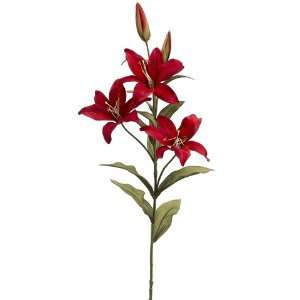  Club Pack of 12 Artificial Flame Brick Red Lily Silk 