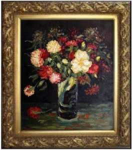   Hand Painted Oil Painting Repro Van Gogh Vase with Carnations  
