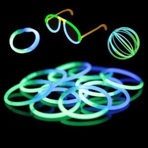  50 8 Premium Glow Stick Bracelets (Bi Colored, Blue/Green 