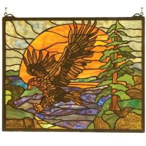 Eagle at Sunset Art Glass Window 