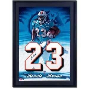 Ronnie Brown Autographed Miami Dolphins Jersey Numbers Piece   Framed 