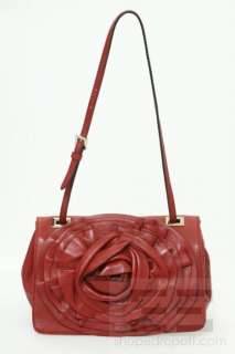 Valentino Garavani Red Leather Rosette Flap Shoulder Bag  