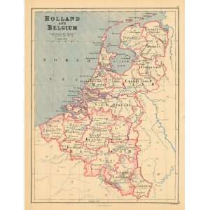  Appleton 1874 Antique Map of Holland & Belgium