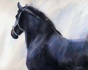 PRINT Friesian Andalusian Horse Art Painting  