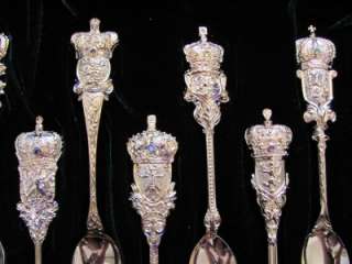 The Jeweled Crowns Carl Faberge Spoon Collection 24Kt Gold Plated SS 