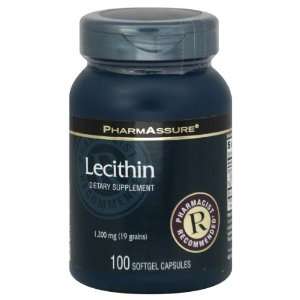 PharmAssure Lecithin, 1200 mg (19 Grains), Softgel Capsules 100 
