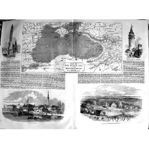  1854 Map Black Sea Bucharest Constantinople Obelisk War 