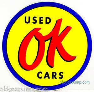 OK USED CARS CHEVROLET GM GAS OIL & PUMP DECAL  