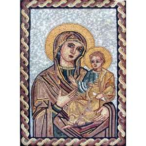  30x42 Lovely Mary & Child Mosaic Marble Icon Wall Tile 