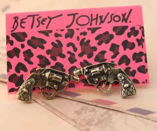 Betsey Johnson Fashion GUN Stud Earrings New  