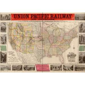  1883 Railroad map of U.S.   Union Pacific RR