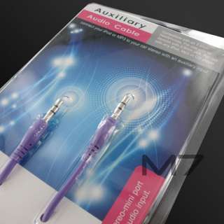 PURPLE AUXILIARY CABLE CORD for IPHONE 4S 4 3GS 3G IPOD TOUCH CAR 