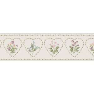 Brewster 418B347 Borders and More Floral Motif Vine Hearts Wall Border 